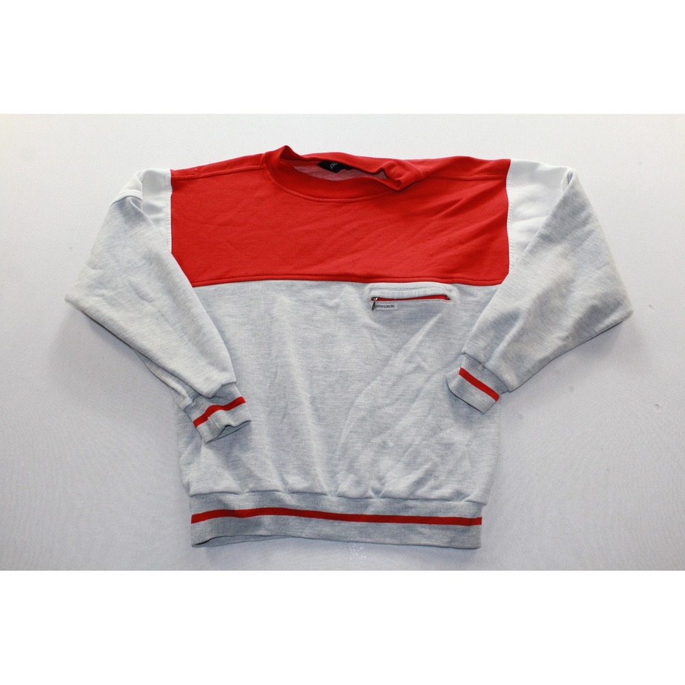 Pierre Cardin Sweatshirt Mens Medium Grey Red Excellent Vintage Colorblock